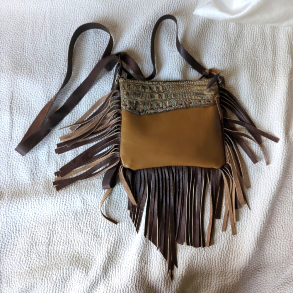 Fringe Crossbody Purse With Wristlet Handle